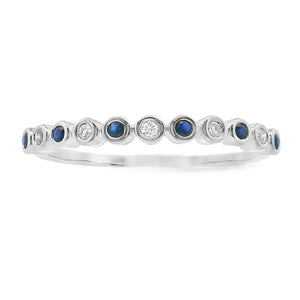 Sapphire Diamond stackable band set 14KT White Gold