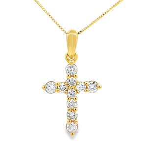.23ct Diamond Cross Religious Pendant 14KT Yellow Gold