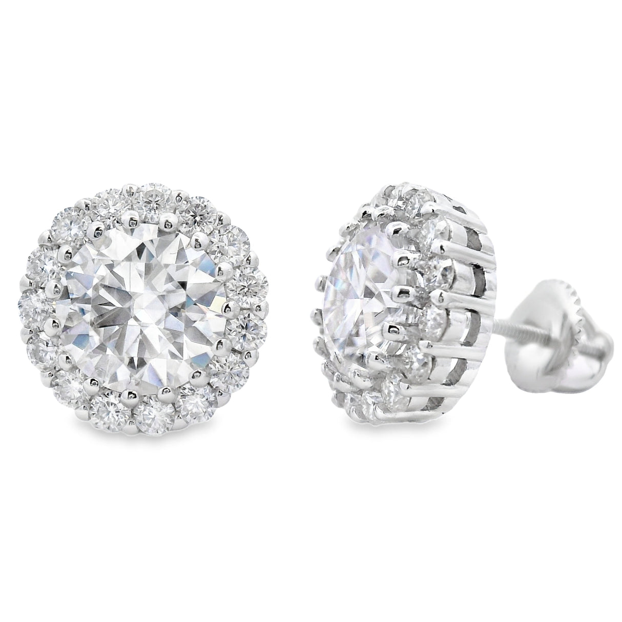 Natural 5.00ct Moissanite Stud Earrings Sterling Silver