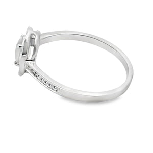 .44ct Rose Quartz Diamond Ring 10KT White Gold
