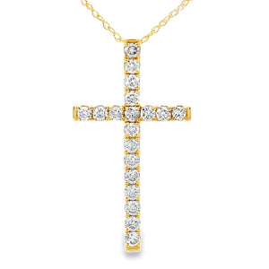 .50ct Diamond Cross Religious Pendant 14KT Yellow Gold