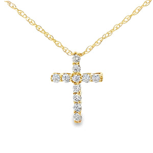 .12ct Diamond Cross Religious Pendant 10KT Yellow Gold
