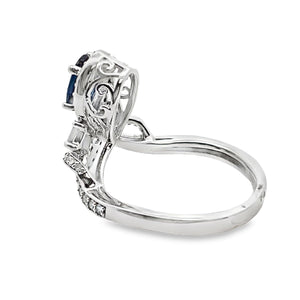 Natural 1.48ct Sapphire Diamond Ring 10KT White Gold