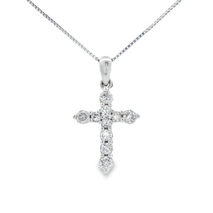 .30ct Diamond Cross Religious Pendant 14KT White Gold