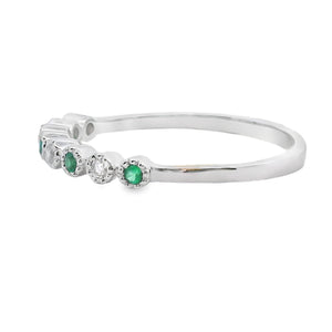 Emerald Diamond stackable band set 14KT White Gold