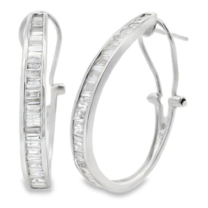 1.00ct Diamond Hoop Earrings 14KT White Gold