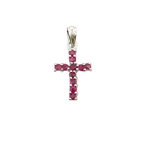 .21ct Ruby Cross Religious Pendant 10KT White Gold