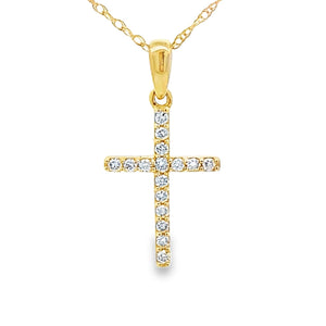 .10ct Diamond Cross Religious Pendant 14KT Yellow Gold