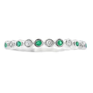 Emerald Diamond stackable band set 14KT White Gold