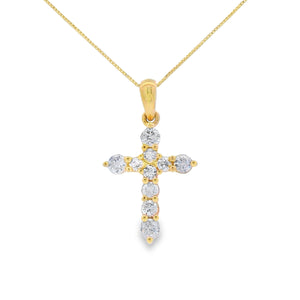 .30ct Diamond Cross Religious Pendant 14KT Yellow Gold