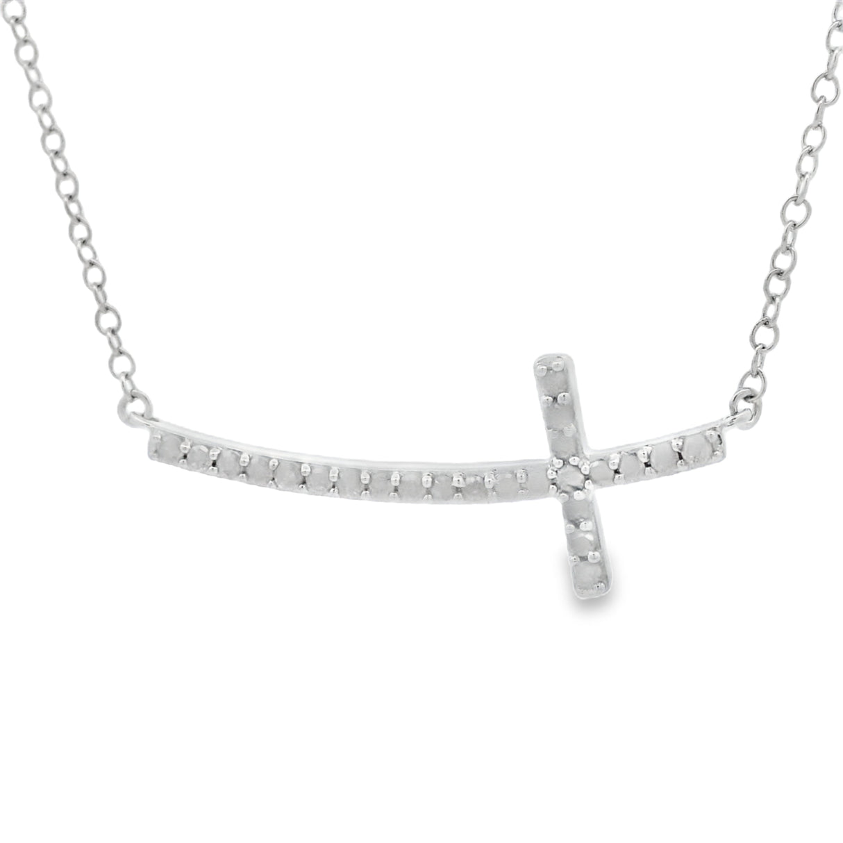 .26ct Diamond Cross Religious Pendant Sterling Silver