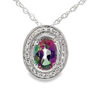 Mystic Fire Topaz Fashion Pendants 10KT White Gold
