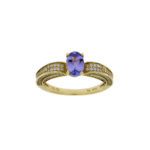 1.45ct Tanzanite Diamond Eng Only 14KT Yellow Gold