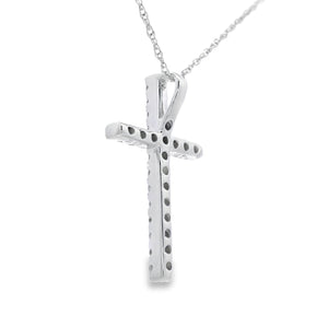 .19ct Diamond Cross Religious Pendant 14KT White Gold