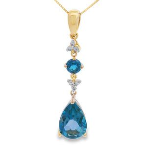 London Blue Topaz Fashion Pendants 10KT Yellow Gold