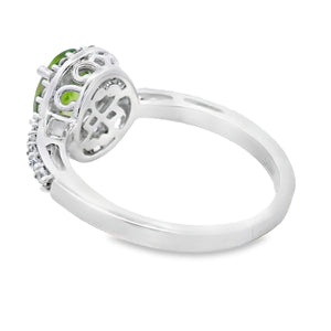 Peridot Created Sapphire Ring Sterling Silver