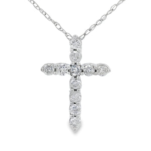 .19ct Diamond Cross Religious Pendant 14KT White Gold