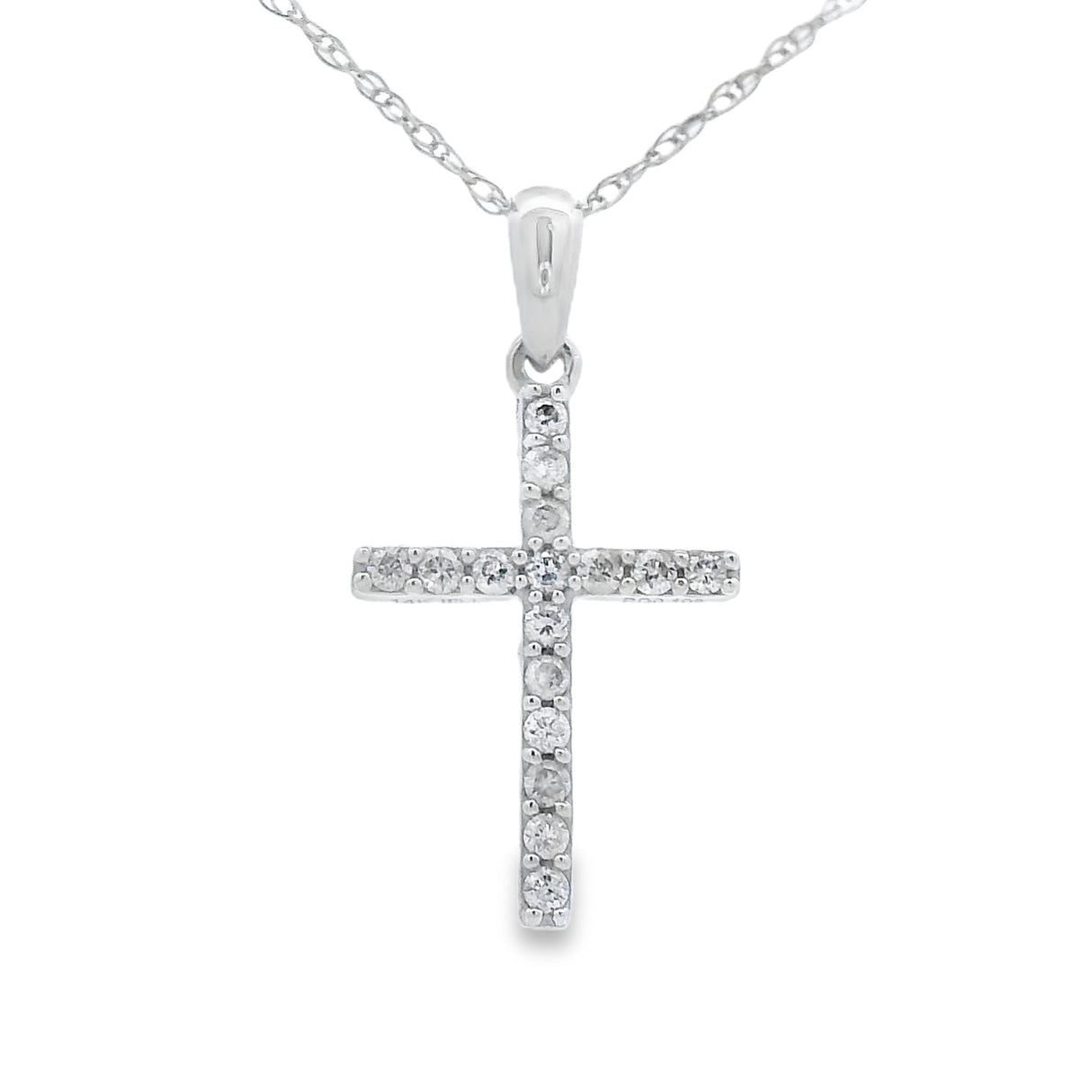 .11ct Diamond Cross Religious Pendant 14KT White Gold