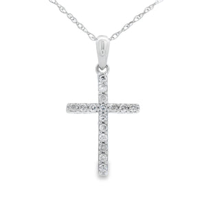 .11ct Diamond Cross Religious Pendant 14KT White Gold