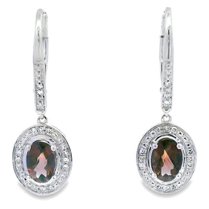 .81ct Quartz Diamond Dangle Earrings 10KT White Gold