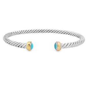 Turquoise Bangle Bracelet Sterling Silver 18KT Gold