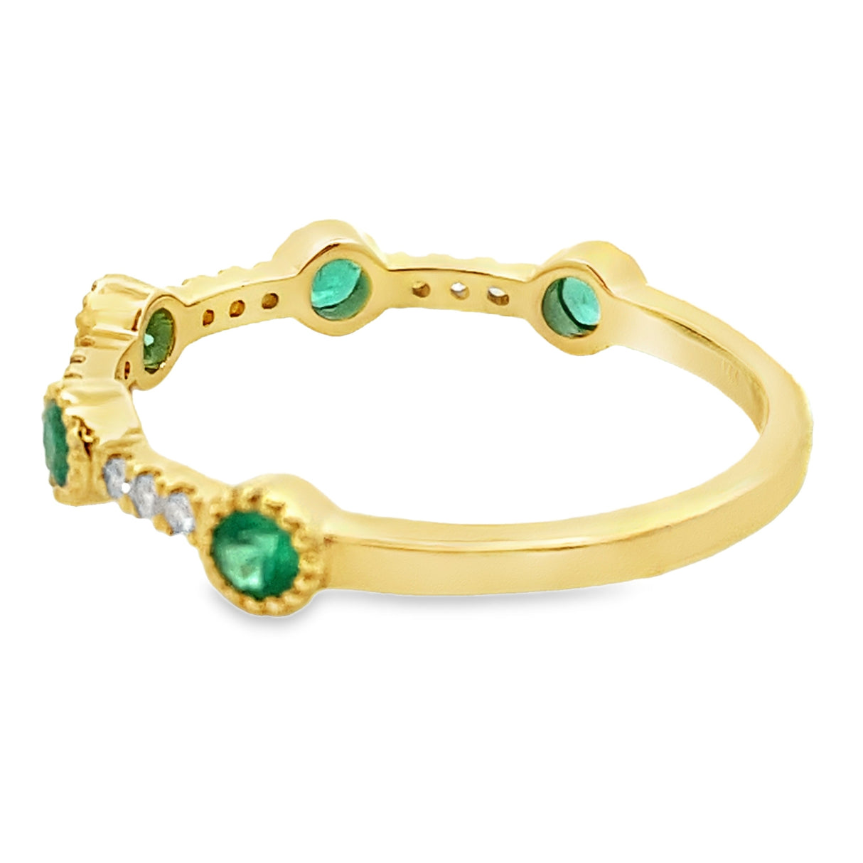 Emerald Diamond stackable band set 14KT Yellow Gold