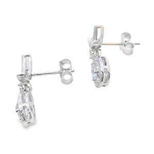 Aquamarine Diamond Dangle Earrings 10KT White Gold