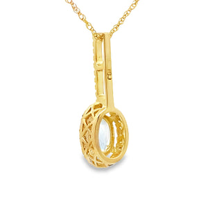 Aquamarine Diamond Fashion Pendants 10KT Yellow Gold