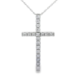 .50ct Diamond Cross Religious Pendant 14KT White Gold