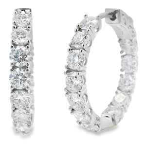 Natural 5.52ct Moissanite Hoop Earrings Sterling Silver