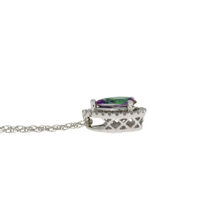 Treated Topaz Diamond Fashion Pendants 14KT White Gold