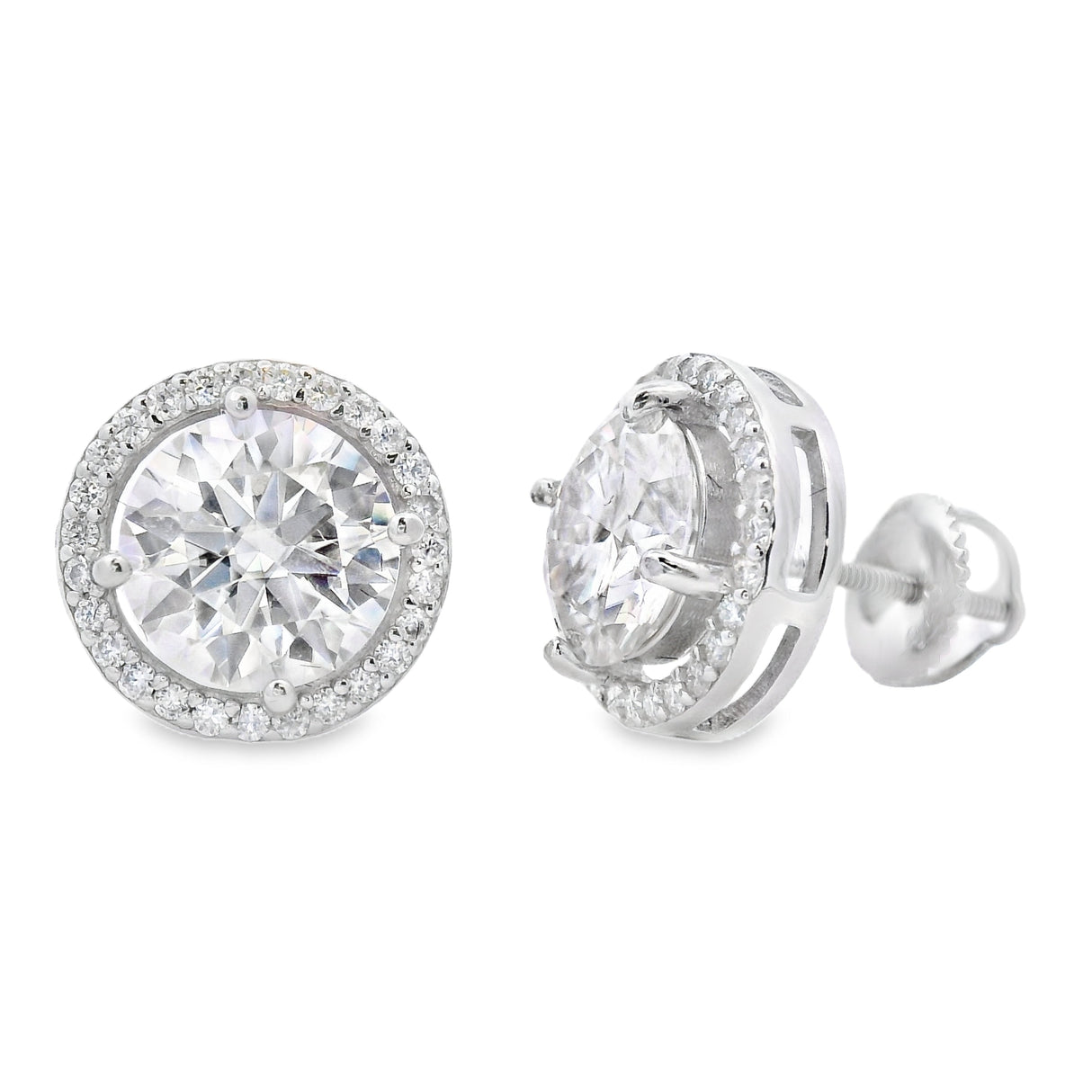 Genuine 4.33ct Moissanite Stud Earrings Sterling Silver