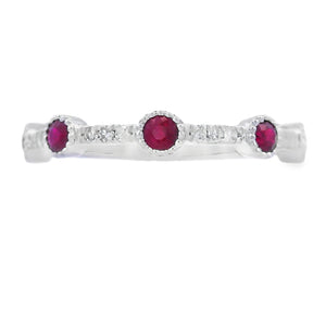 .46ct Ruby Diamond stackable band set 14KT White Gold