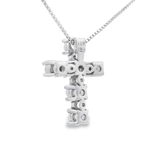 Opal Diamond Cross Religious Pendant 10KT White Gold