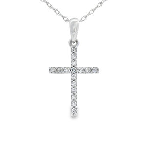.10ct Diamond Cross Religious Pendant 14KT White Gold