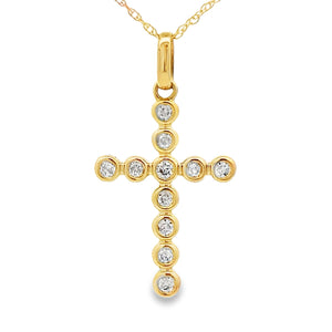 .20ct Diamond Cross Religious Pendant 14KT Yellow Gold
