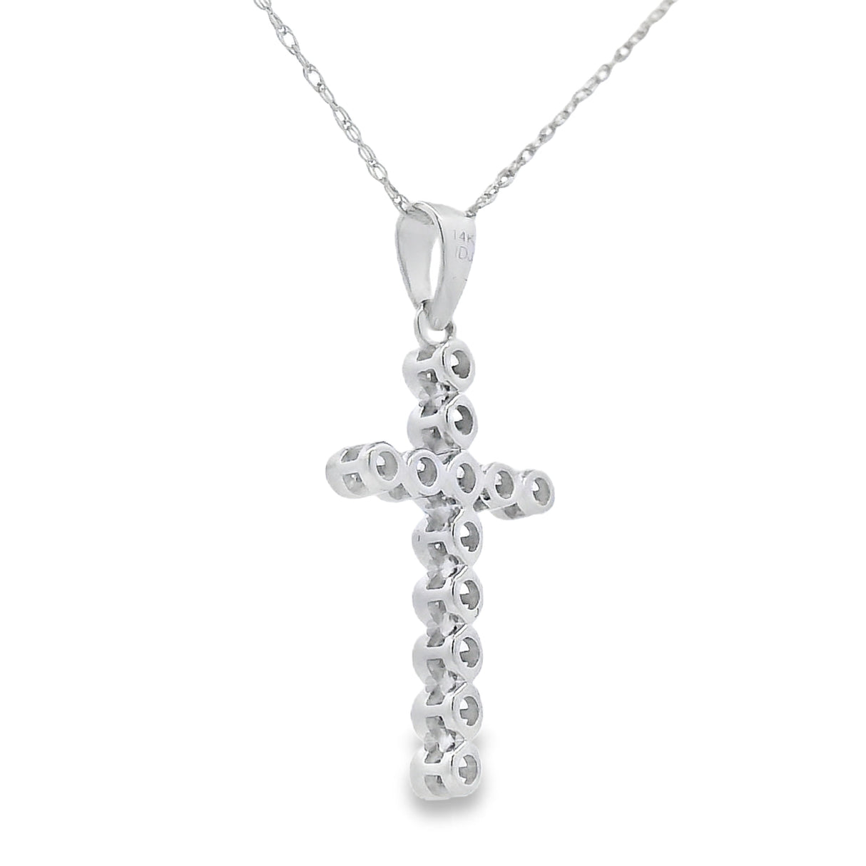 .12ct Diamond Cross Religious Pendant 14KT White Gold