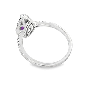 .98ct Amethyst Diamond Ring 14KT White Gold