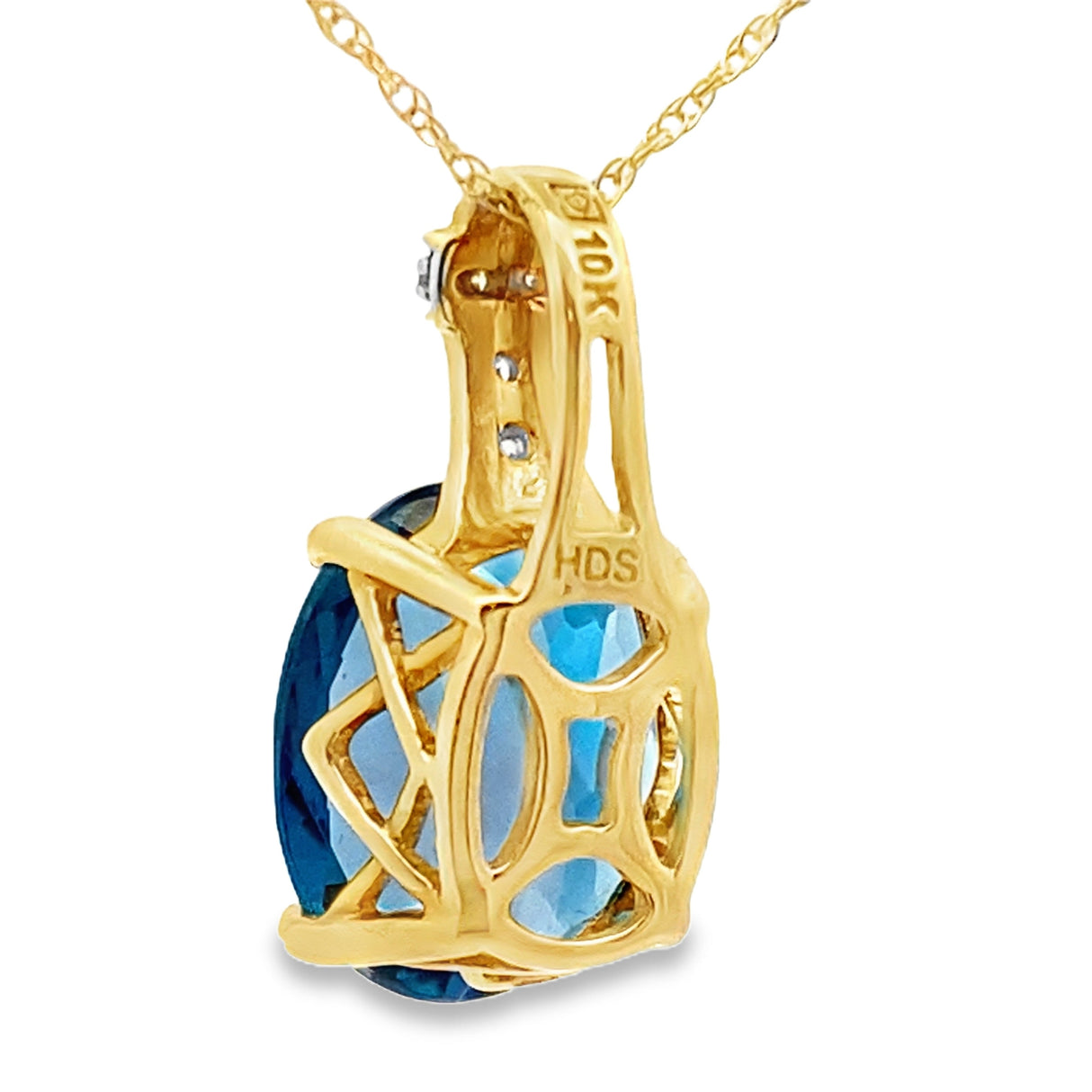 London Blue Topaz Fashion Pendants 10KT Yellow Gold