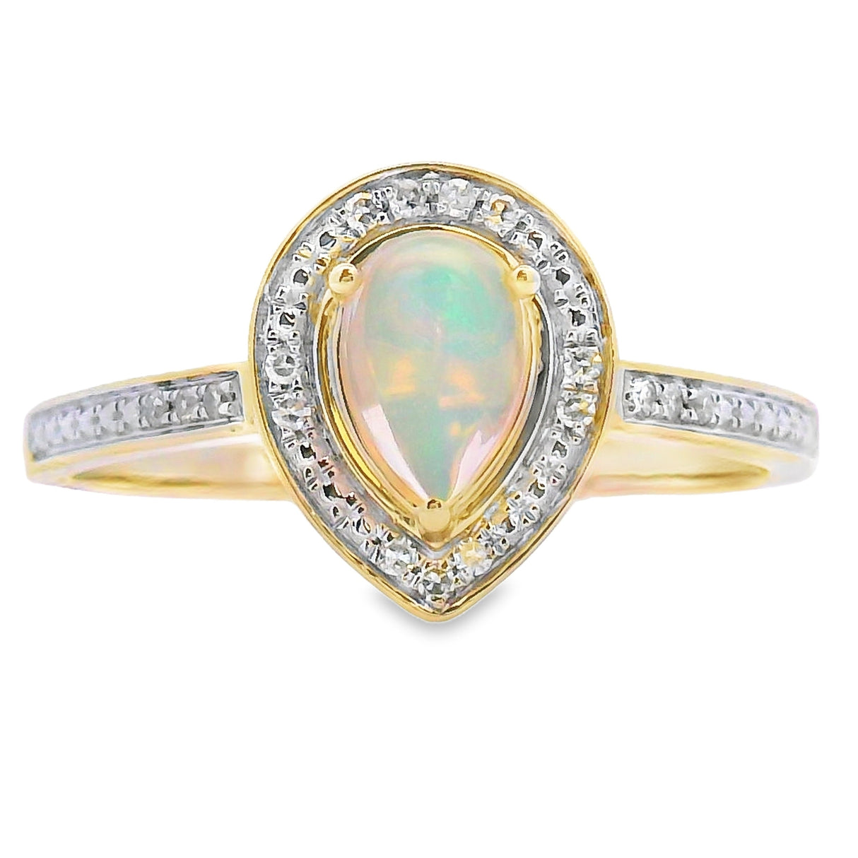 .30ct Opal Diamond Ring 10KT Yellow Gold