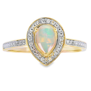 .30ct Opal Diamond Ring 10KT Yellow Gold