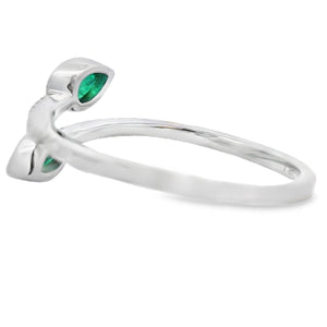 Natural .48ct Emerald Diamond Ring 14KT White Gold