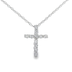 .12ct Diamond Cross Religious Pendant 10KT White Gold