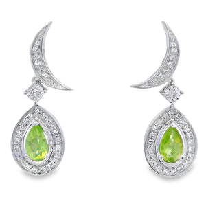 .52ct Peridot Diamond Dangle Earrings 10KT White Gold
