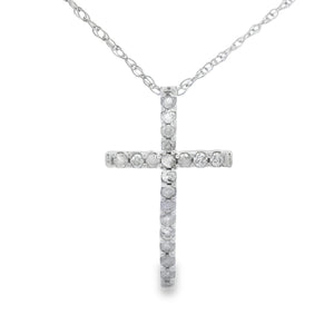 .10ct Diamond Cross Religious Pendant 14KT White Gold