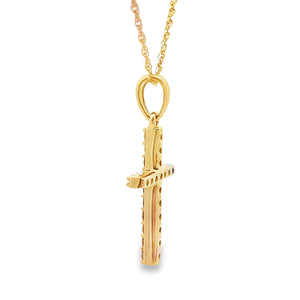 .13ct Diamond Cross Religious Pendant 14KT Yellow Gold