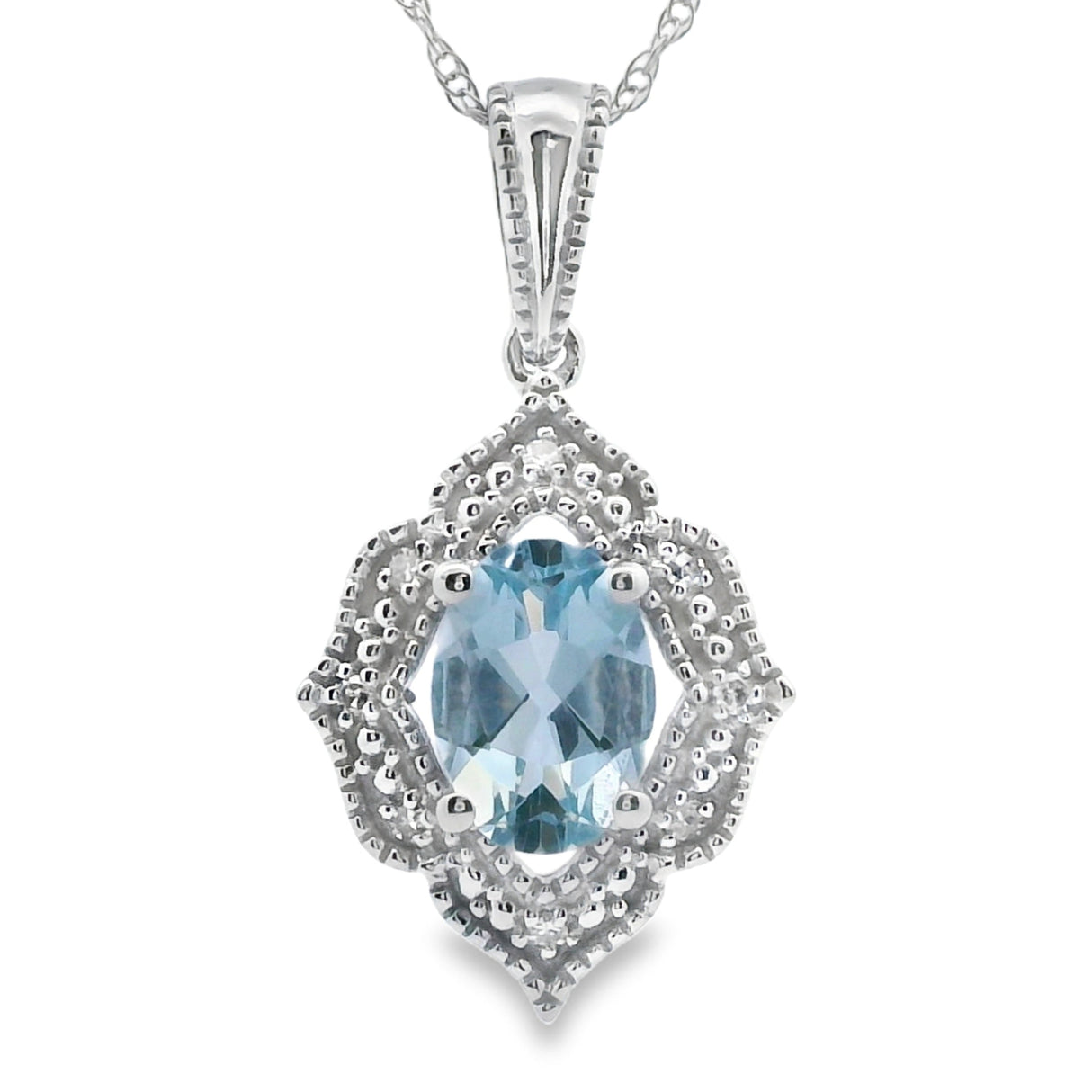 Aquamarine Diamond Fashion Pendants 10KT White Gold