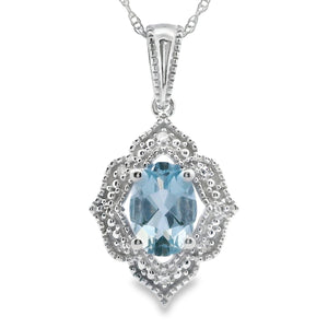 Aquamarine Diamond Fashion Pendants 10KT White Gold