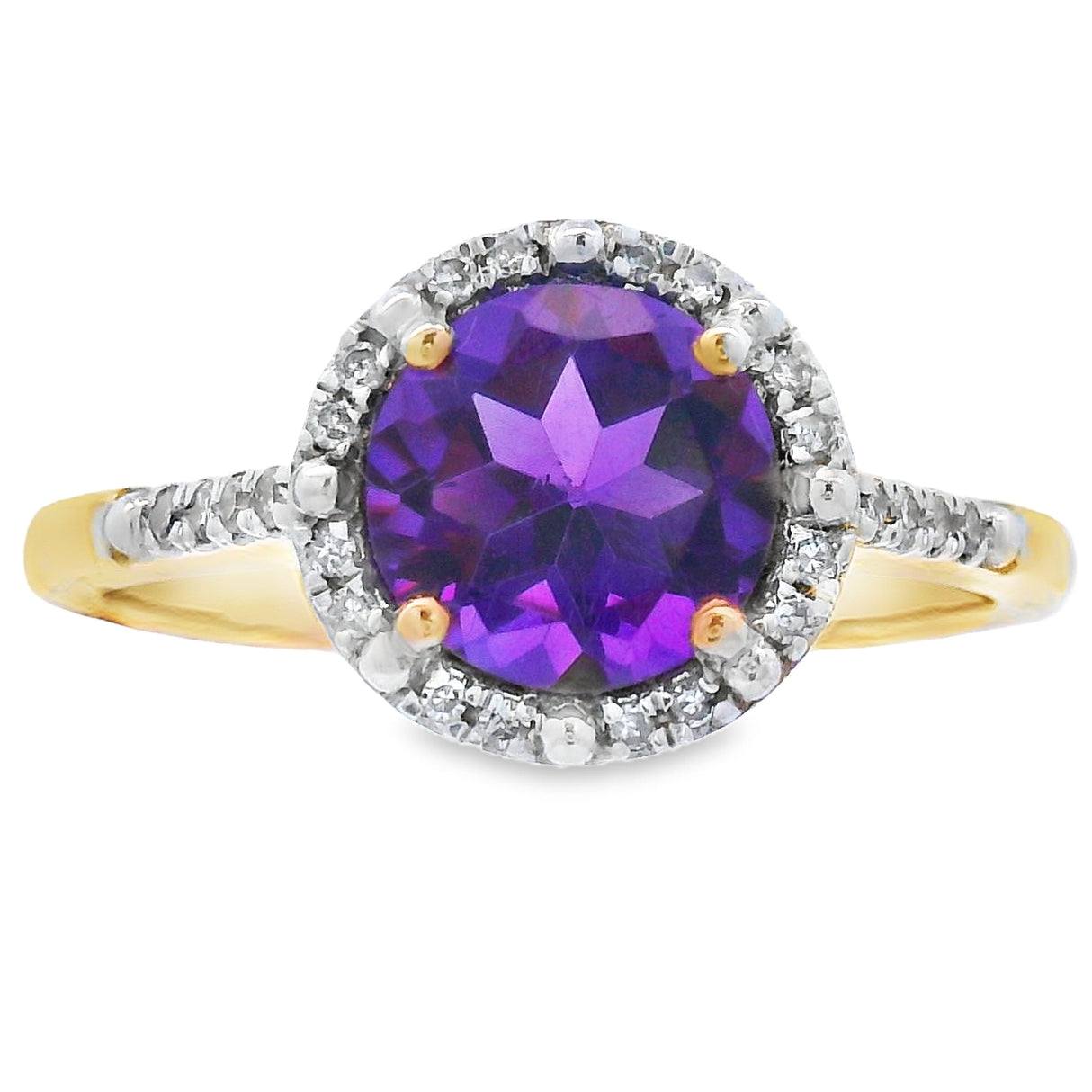 1.35ct Amethyst Diamond Ring 10KT Yellow Gold