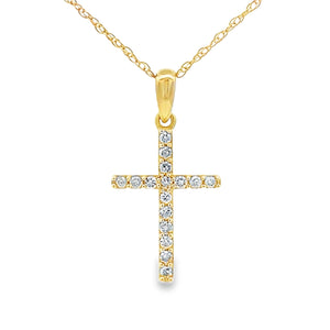 .11ct Diamond Cross Religious Pendant 14KT Yellow Gold